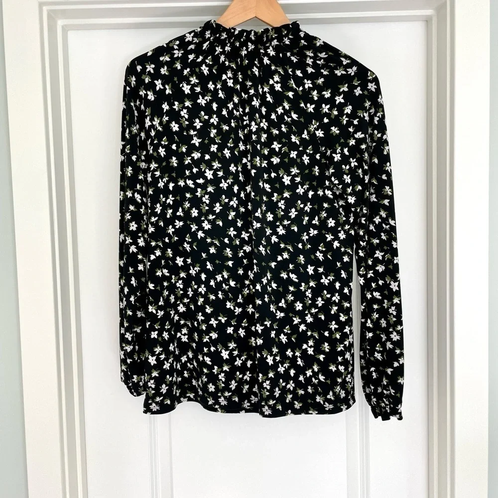 Michael Kors Dark Floral Long Sleeve Blouse S